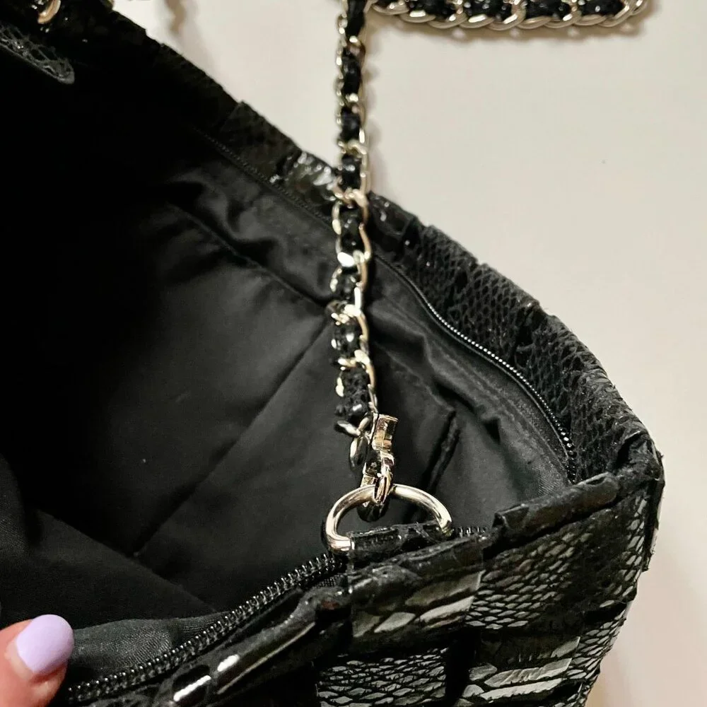 Soft crossbody bag, Checkered design bag with removable chain